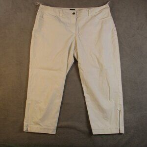 Eileen Fisher Organic Capri Pants Women L White Coastal Casual Seaside Stretch